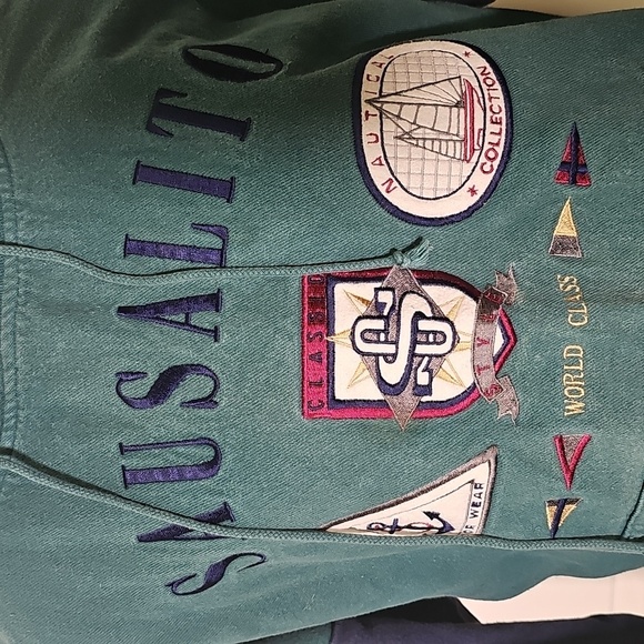 SAUSALITO hoodie By Crazy Shirt. Hawaii With Patches. Meduim Green - Picture 2 of 7
